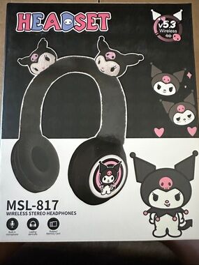 Sanrio Kuromi Black and Pink On-Ear Wireless Headphones